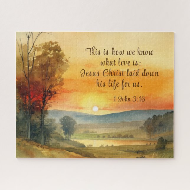 1 John 3:16 Jesus laid down his life for us Bible  Jigsaw Puzzle (Horizontal)