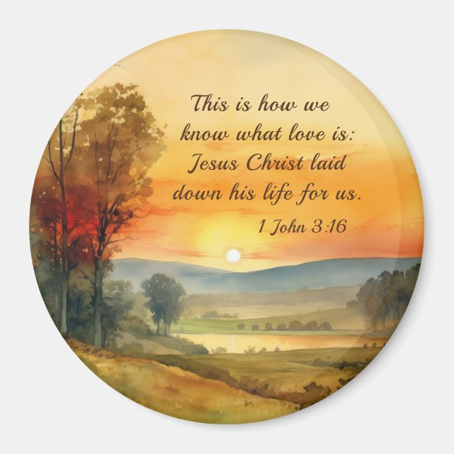 1 John 3:16 Jesus laid down his life for us Bible Magnet (Front)
