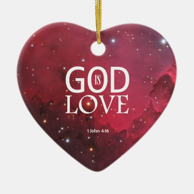 1 John 4:16 Ceramic Tree Decoration (Front)