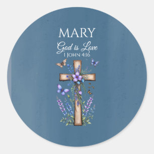 1 John 4:16 God Is Love – Personalised Christian Classic Round Sticker