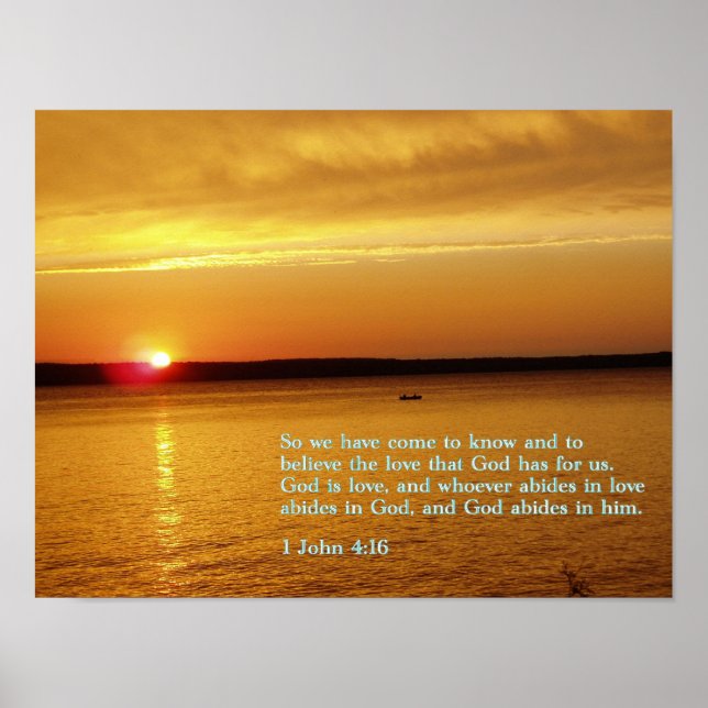 1 John 4:16 Sunset Poster (Front)
