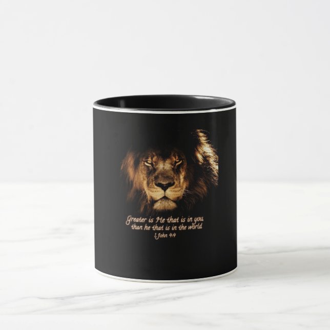 1 John 4:4, 'Greater is He' Bible Verse Coffee Mug (Center)