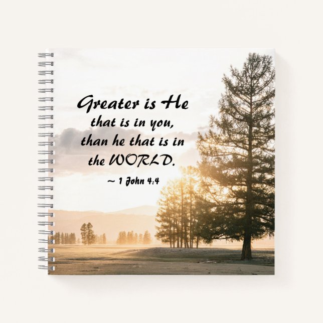 1 John 4:4 Greater is He that is in You Notebook (Front)