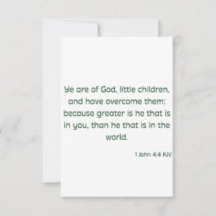 1 John 4:4 KJV Bible Verse Flat Greeting Card