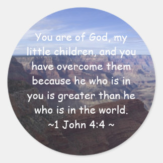 1 John 4:4 Small Classic Round Sticker