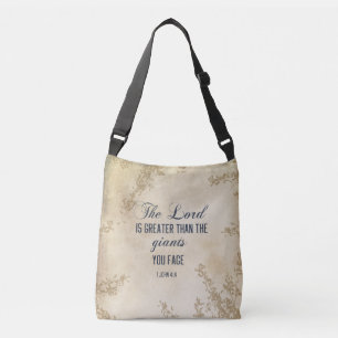 1 John 4 4 The Lord is Greater than giants Bible Crossbody Bag