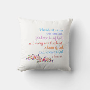 1 John 4:7 Bible Verse Rainbow Text Cushion