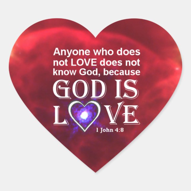 1 John 4:8 Heart Sticker (Front)