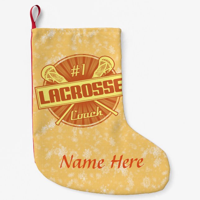 #1 Lacrosse Coach Holiday Christmas Stocking (Front)