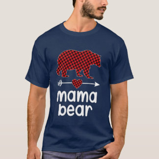 1 - Mama Bear Christmas Pyjama Red Plaid Buffalo F T-Shirt