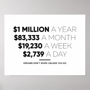 1 Million a Year   Motivational Quote Poster