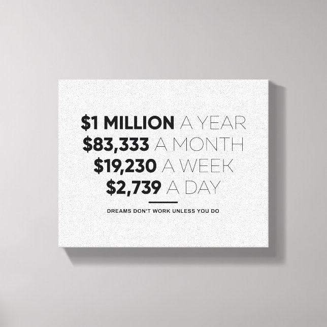 1 Million a Year | Motivational Quote Wall Art (Front)