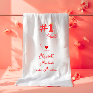 #1 Mom Love Personalized Bath Towel