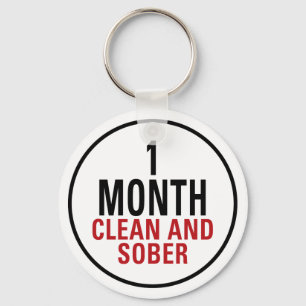 1 Month Clean and Sober Key Ring