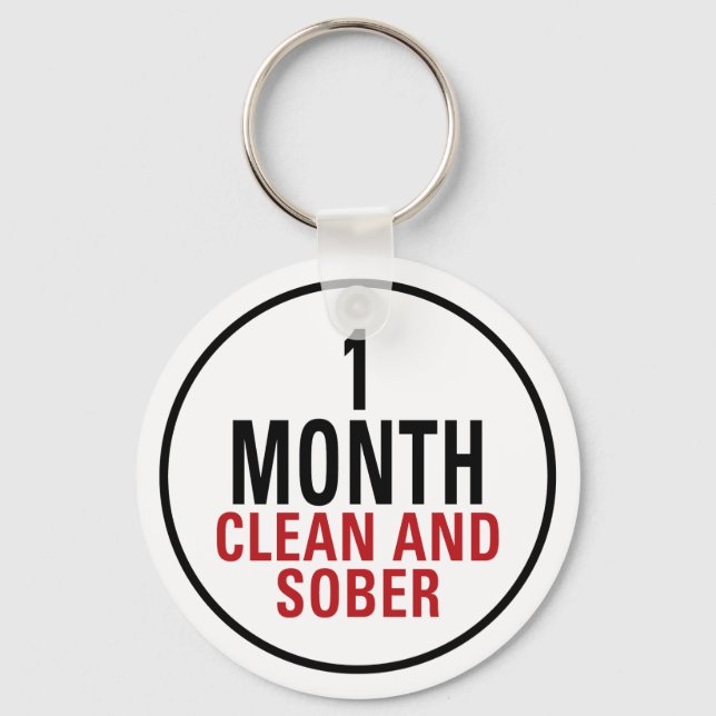 1 Month Clean and Sober Key Ring (Front)
