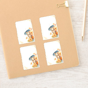 1 Mouse with blue umbrella orange pink flowers