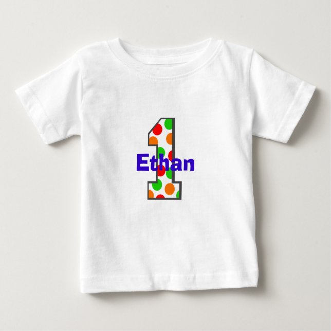 1 Multi Coloured First Birthday Shirt (Front)