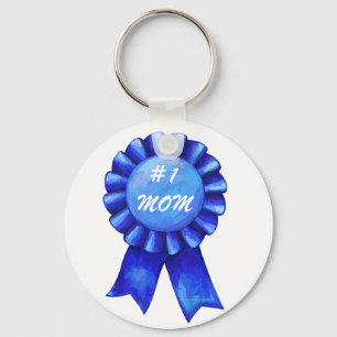 #1 Mum Blue Ribbon Keychain