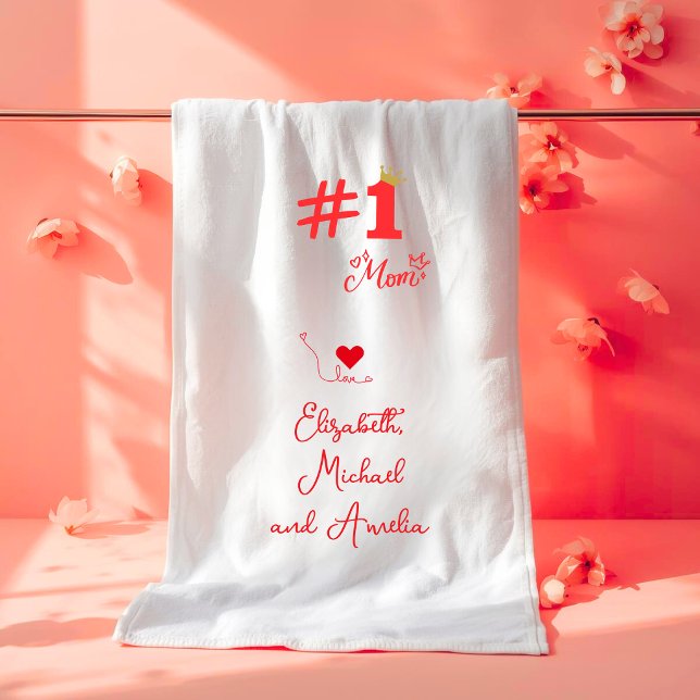 #1 Mum Love Personalised Bath Towel (Creator Uploaded)