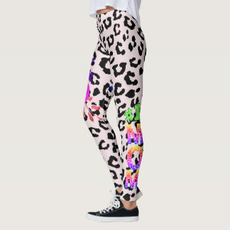#1 Mum, Mother's Day Floral Animal Print Leggins L Leggings