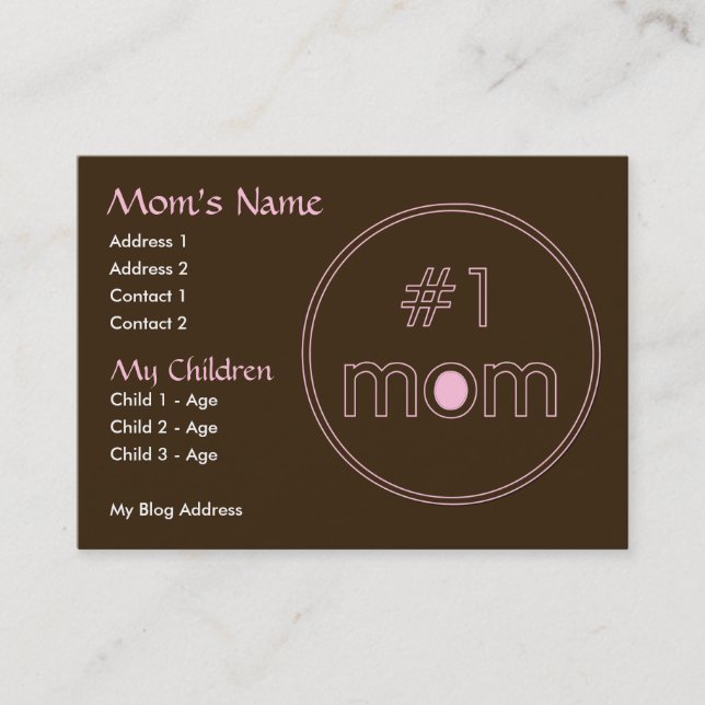 #1 Mum - Mummy Card - Brown & Pink Design (Front)