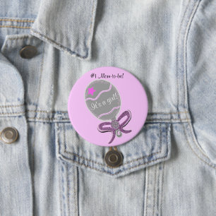 #1 Mum-to-be It's a Girl Baby Shower Pink Button