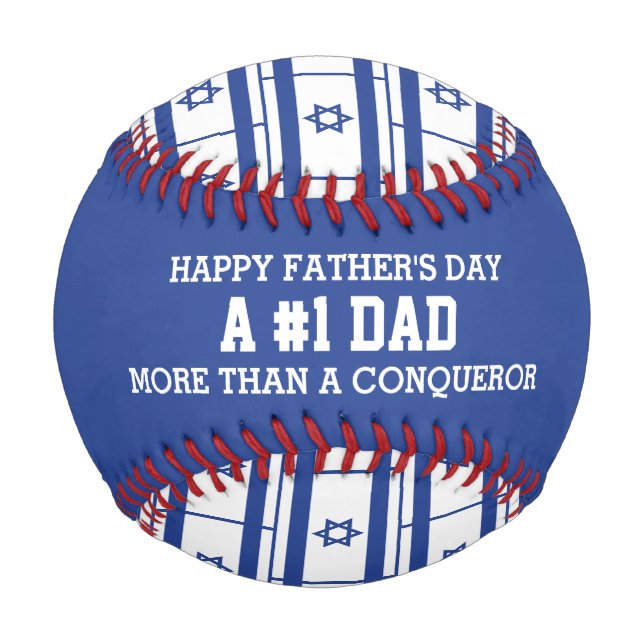 #1 NUMBER 1 DAD Father's Day ISRAEL Flag Baseball (Front)
