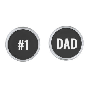#1 Number One Dad Father's Day  Silver Finish Cufflinks