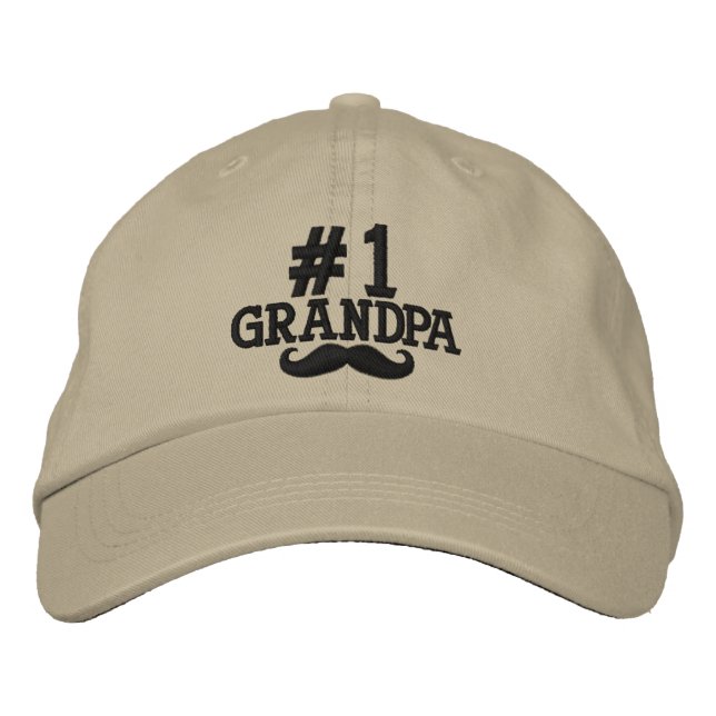 #1 Number One Grandpa Embroidered Cap (Front)
