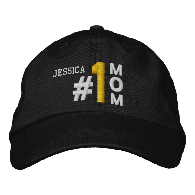 #1 Number One Mum BLACK Hat V01 (Front)