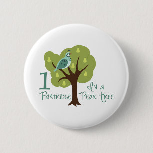 1 Partridge In Pear Tree 6 Cm Round Badge