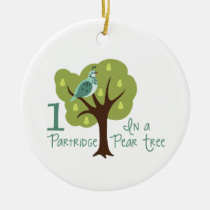 1 Partridge In Pear Tree Ceramic Tree Decoration