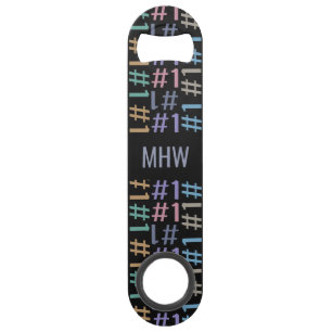 “# 1” Pattern custom monogram bottle openers