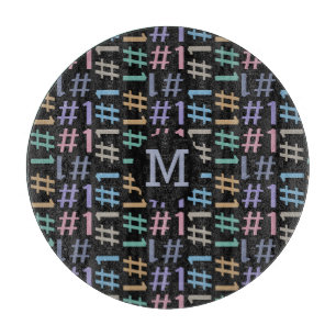 “# 1” Pattern custom monogram cutting board