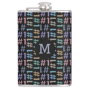 “# 1” Pattern custom monogram flask