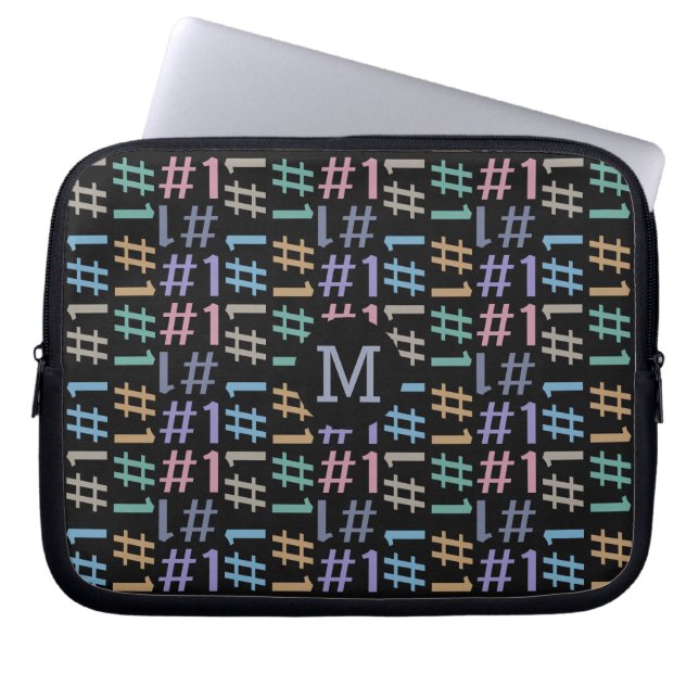 “# 1” Pattern custom monogram laptop sleeves (Front)