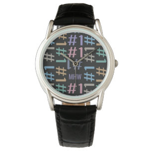 “# 1” Pattern custom monogram watches