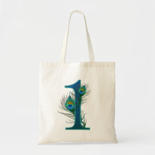 1 Peacock Feather Anniversary Elegant Tote Bag