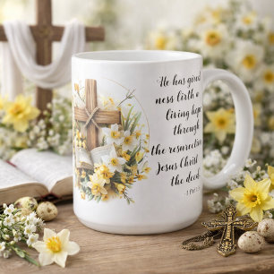 1 Peter 1:3 Living Hope Scripture Art Coffee Mug