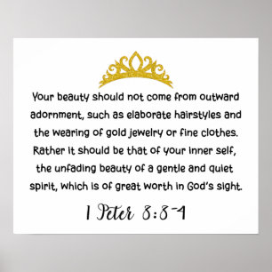 1 Peter 3:3-4 Inner Beauty Bible Verse Simple  Poster