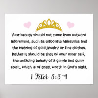 1 Peter 3:3-4 Inner Beauty Bible Verse Tiara Heart