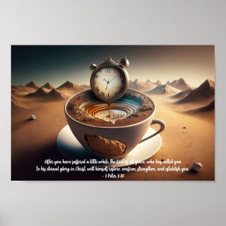 1 Peter 5:10 Surreal Desert Wilderness Clock Mug Poster