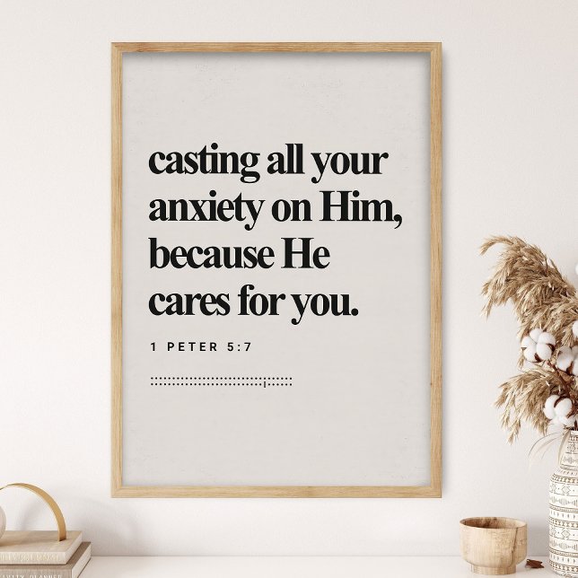 1 Peter 5:7, Bible Verse, DIGITAL Print, Modern Bi Poster (Creator Uploaded)