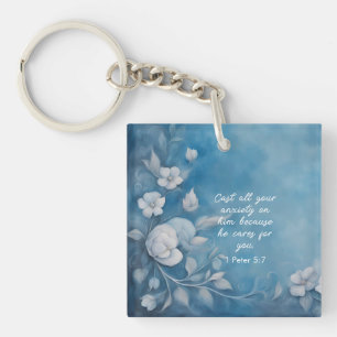 1 Peter 5:7 Bible Verse Image Key Ring