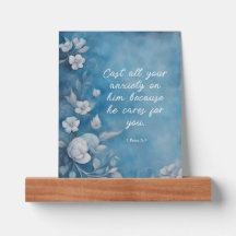 1 Peter 5:7 “Cast All Your Anxiety” Blue Floral