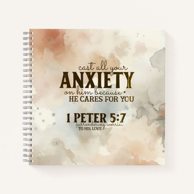 1 Peter 5:7 Cast your anxiety on Him Bible Verse  Notebook (Front)