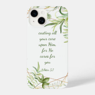 1 Peter 5:7 Casting all your care upon Him Quote i iPhone 14 Case