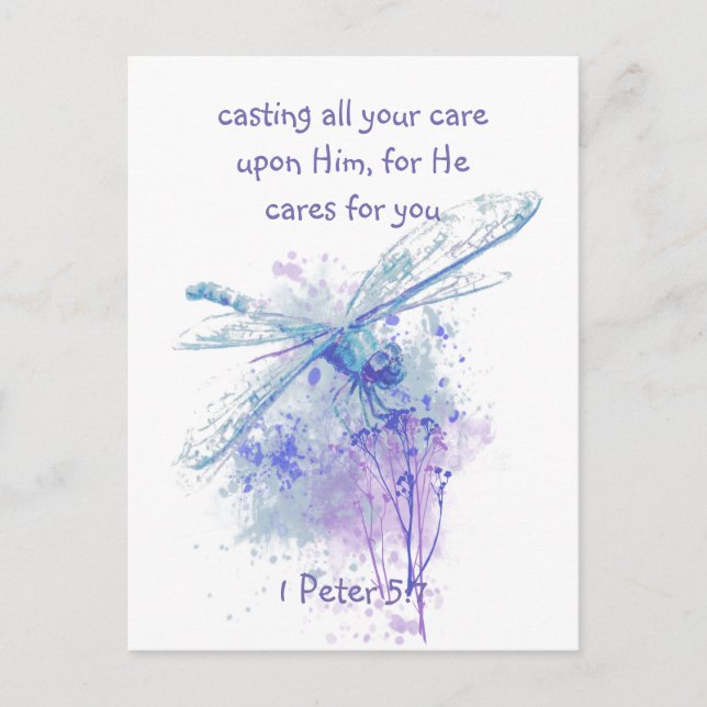 1 Peter 5:7 Casting all your care upon Him Quote Postcard (Front)