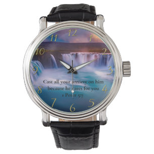 1 Peter 5:7 Gold Christian Faith Prayer Watch