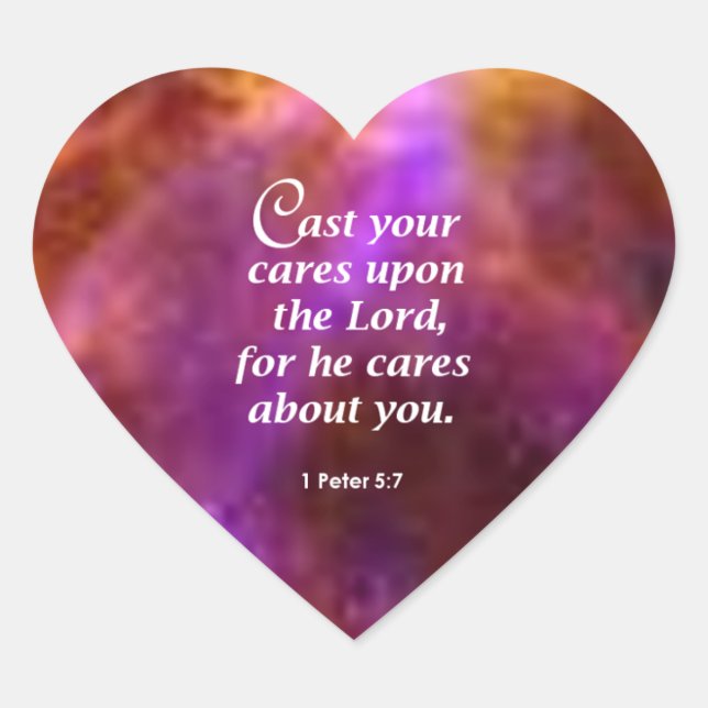 1 Peter 5:7 Heart Sticker (Front)
